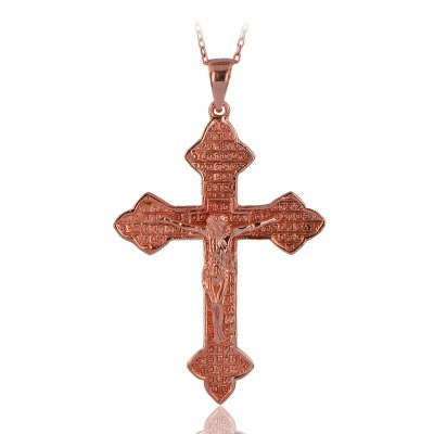 14K Solid Gold Cross Crucifix Charm Necklace