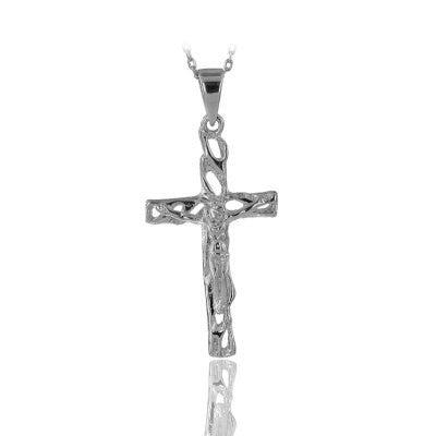 14K Solid Gold Cross Crucifix Charm Necklace