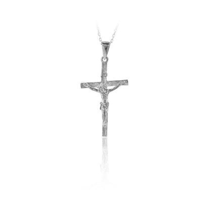 14K Solid Gold Cross Crucifix Charm Necklace