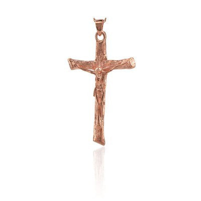 14K Solid Gold Cross Crucifix Charm Necklace