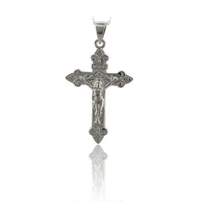 14K Solid Gold Cross Crucifix Charm Necklace