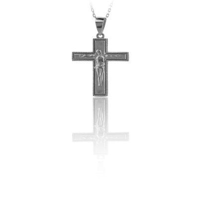 14K Solid Gold Cross Crucifix Charm Necklace