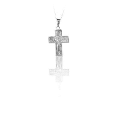 14K Solid Gold Cross Crucifix Charm Necklace