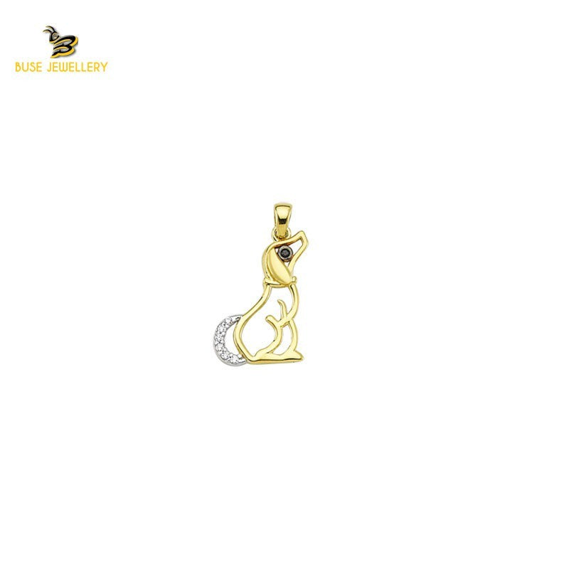 14K Solid Gold Dog Charm Pendant