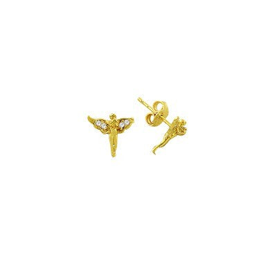 14K Solid Gold Drop Stud Angel Earring