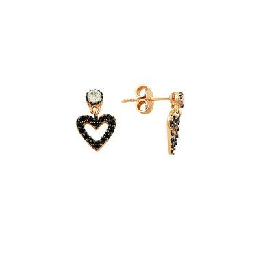 14K Solid Gold Drop Stud Heart Earring