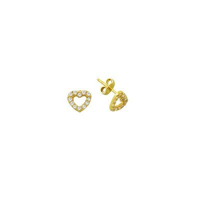 14K Solid Gold Drop Stud Heart Earring