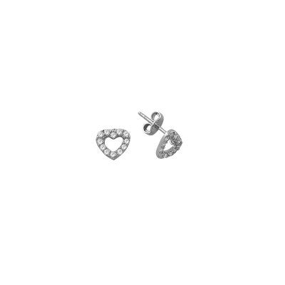 14K Solid Gold Drop Stud Heart Earring