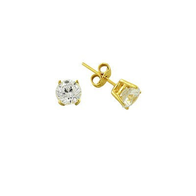 14K Solid Gold Drop Stud Solitaire Earring