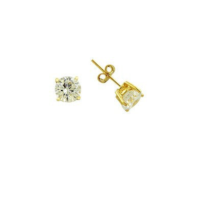 14K Solid Gold Drop Stud Solitaire Earring