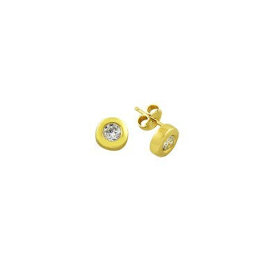 14K Solid Gold Drop Stud Solitaire Earring