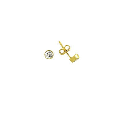 14K Solid Gold Drop Stud Solitaire Earring