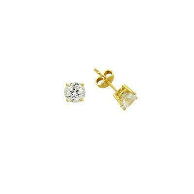 14K Solid Gold Drop Stud Solitaire Earring