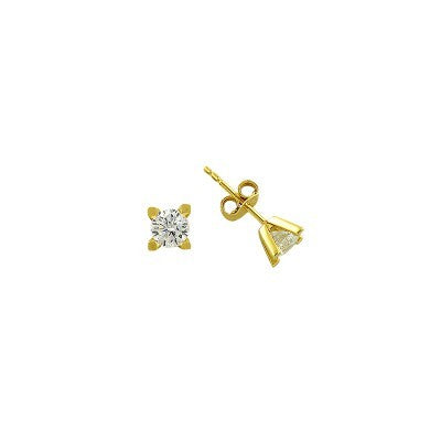 14K Solid Gold Drop Stud Solitaire Earring