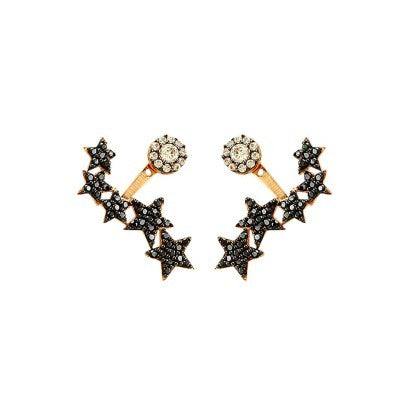 14K Solid Gold Drop Stud Star Cuf Earring