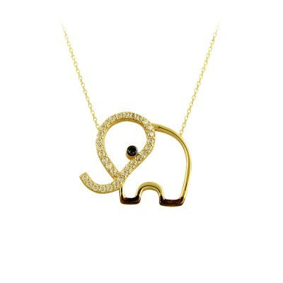 14K Solid Gold Elephant Necklace