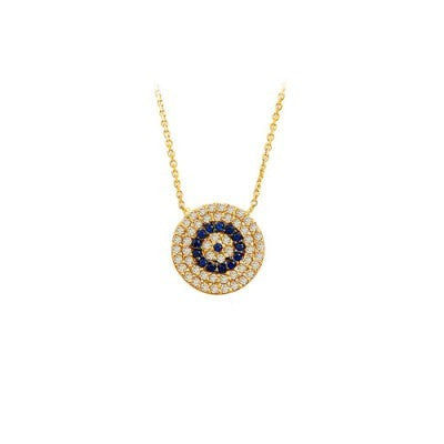 14K Solid Gold Evil Eye Necklace