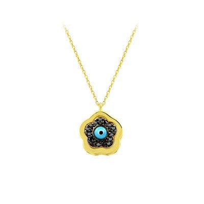 14K Solid Gold Evil Eye Necklace