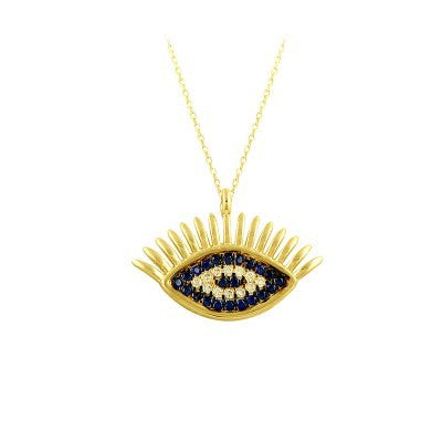 14K Solid Gold Evil Eye Necklace