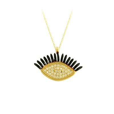 14K Solid Gold Evil Eye Necklace