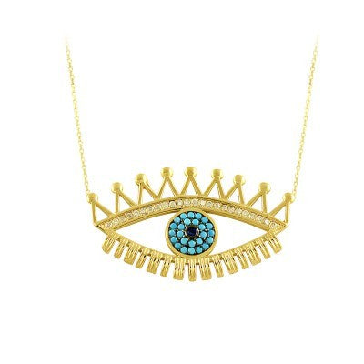 14K Solid Gold Evil Eye Necklace