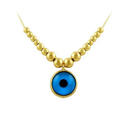 14K Solid Gold Evil Eye Necklace