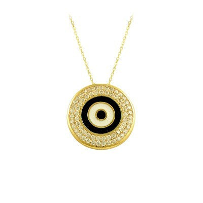 14K Solid Gold Evil Eye Necklace