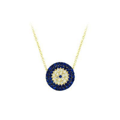 14K Solid Gold Evil Eye Necklace