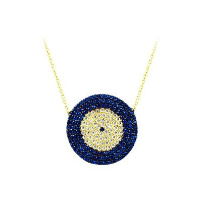 14K Solid Gold Evil Eye Necklace