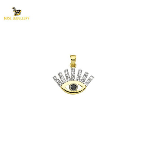 14K Solid Gold Eye Charm Pendant