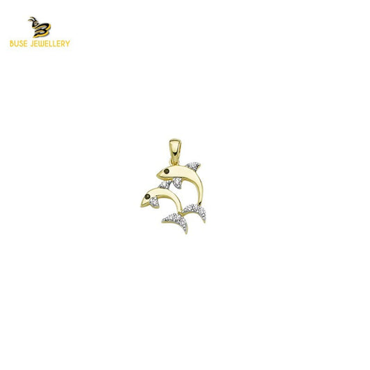 14K Solid Gold Fish Charm Pendant