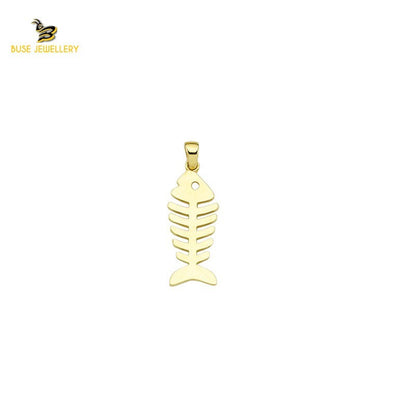 14K Solid Gold Fish Charm Pendant