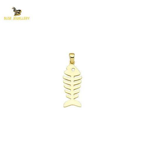 14K Solid Gold Fish Charm Pendant