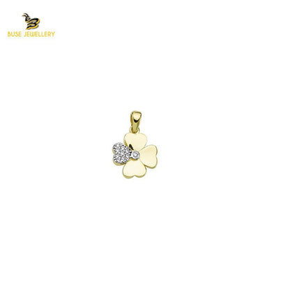 14K Solid Gold Flower Charm Pendant