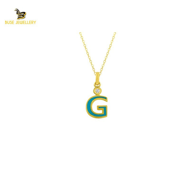 14K Solid Gold G Letter Necklace