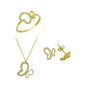 14K Solid Gold Gemstone Cz Butterfly Set