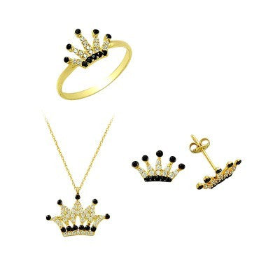 14K Solid Gold Gemstone Cz Crown Set