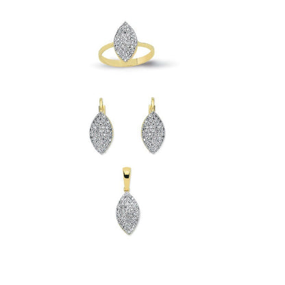 14K Solid Gold Gemstone Cz Design Set