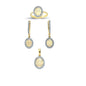 14K Solid Gold Gemstone Cz Design Set