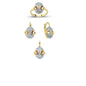 14K Solid Gold Gemstone Cz Design Set