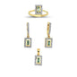 14K Solid Gold Gemstone Cz Design Set