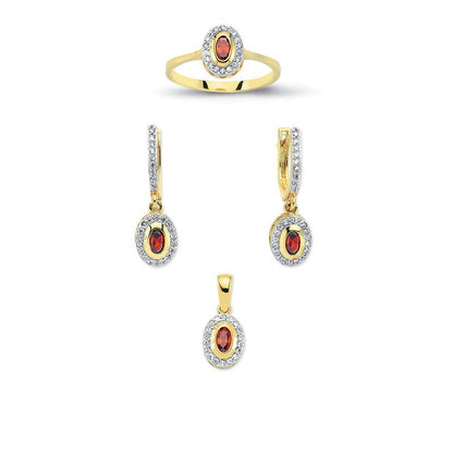 14K Solid Gold Gemstone Cz Design Set