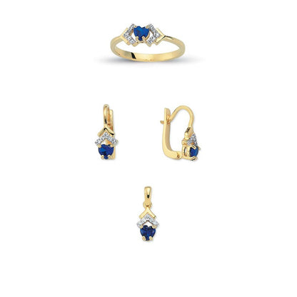 14K Solid Gold Gemstone Cz Design Set