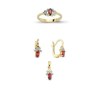 14K Solid Gold Gemstone Cz Design Set