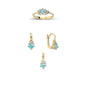 14K Solid Gold Gemstone Cz Design Set