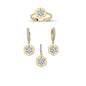 14K Solid Gold Gemstone Cz Design Set