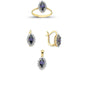 14K Solid Gold Gemstone Cz Design Set