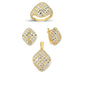 14K Solid Gold Gemstone Cz Design Set