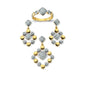 14K Solid Gold Gemstone Cz Design Set