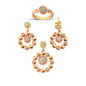 14K Solid Gold Gemstone Cz Design Set